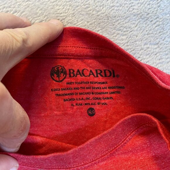 Bacardi Mens Red Graphic T-Shirt XL Heathered Cotton Blend Short Sleeve - Picture 7 of 9